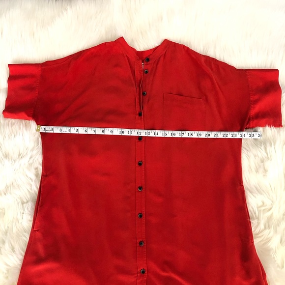 Madewell 100% Silk Shirtdress size L in Red - Picture 6 of 9
